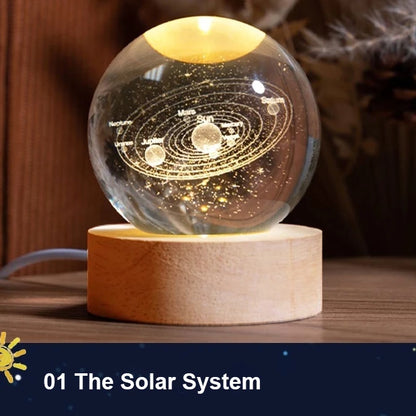 Milky Way Galaxy Crystal Ball LED Night Light – Solar System Ambient Lamp for Kids & Bedroom Decor