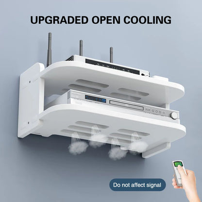 Wall-Mounted WiFi Router Shelf – Hidden Cable Organizer & Power Strip Holder for TV Boxes & Floating Storage