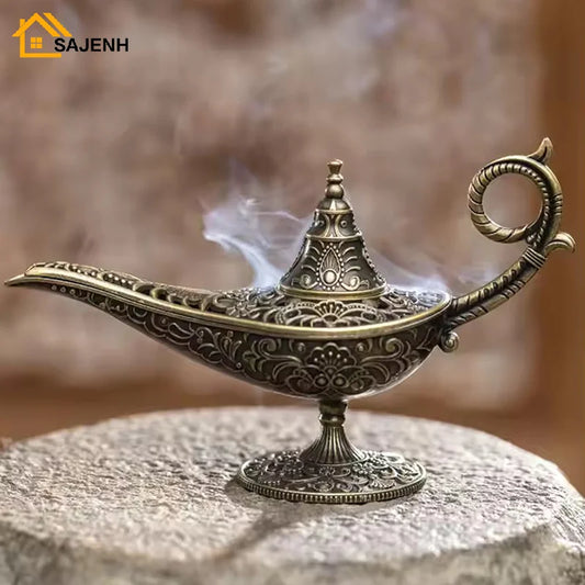 Antique Metal Arabic Incense Burner – Vintage Candle & Cone Holder for Home Decor