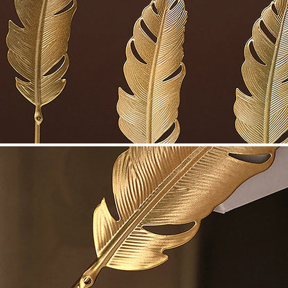 Nordic Gold Ginkgo Leaf Sculpture – Luxury Metal Decor for Living Room, Office & Desktop Display