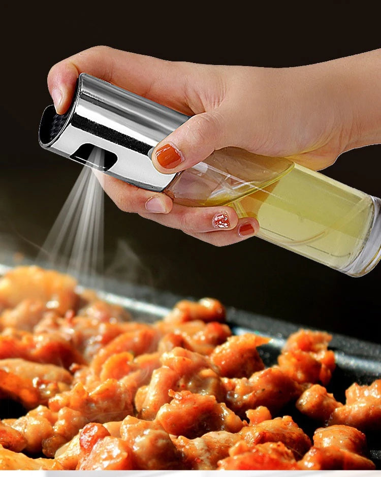 100ml Olive Oil Sprayer Bottle – Glass & Stainless Steel Spray Can for Cooking