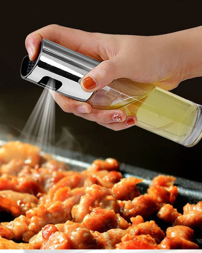 100ml Olive Oil Sprayer Bottle – Glass & Stainless Steel Spray Can for Cooking