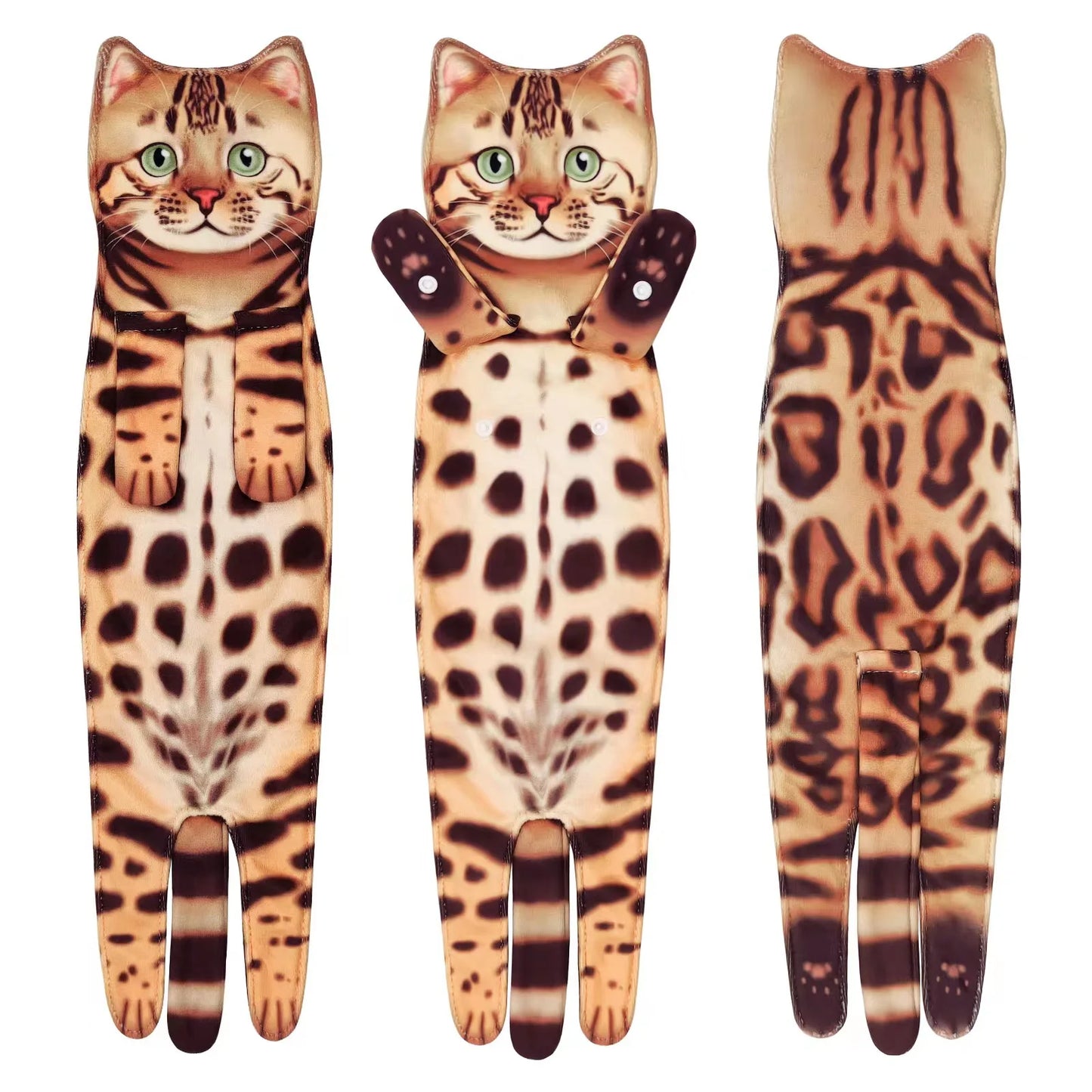 Funny Cat-Shaped Hanging Hand Towels – Soft Microfiber Quick-Dry Towels for Kitchen & Bathroom