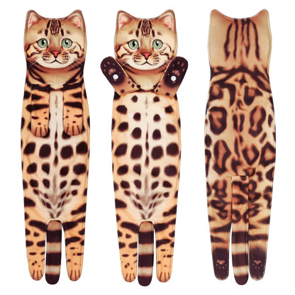 Funny Cat-Shaped Hanging Hand Towels – Soft Microfiber Quick-Dry Towels for Kitchen & Bathroom