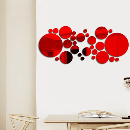 32PCS 3D Acrylic Mirror Wall Stickers – Modern DIY Decorative Decals for Living Room, Bedroom & Bathroom