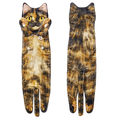 Funny Cat-Shaped Hanging Hand Towels – Soft Microfiber Quick-Dry Towels for Kitchen & Bathroom