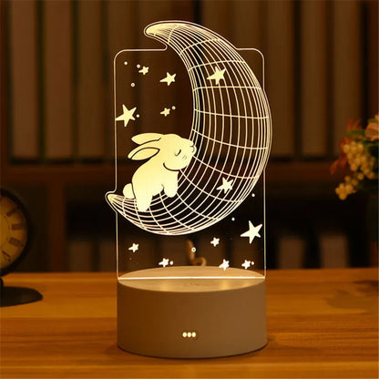 3D Acrylic LED Night Light – USB Neon Sign Lamp for Christmas, Bedroom & Gift Decor