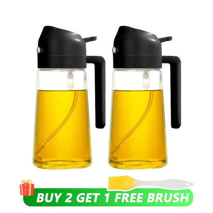 2-in-1 Oil Dispenser Bottle – 500ml Spray & Pour Plastic Container for Cooking, BBQ & Camping