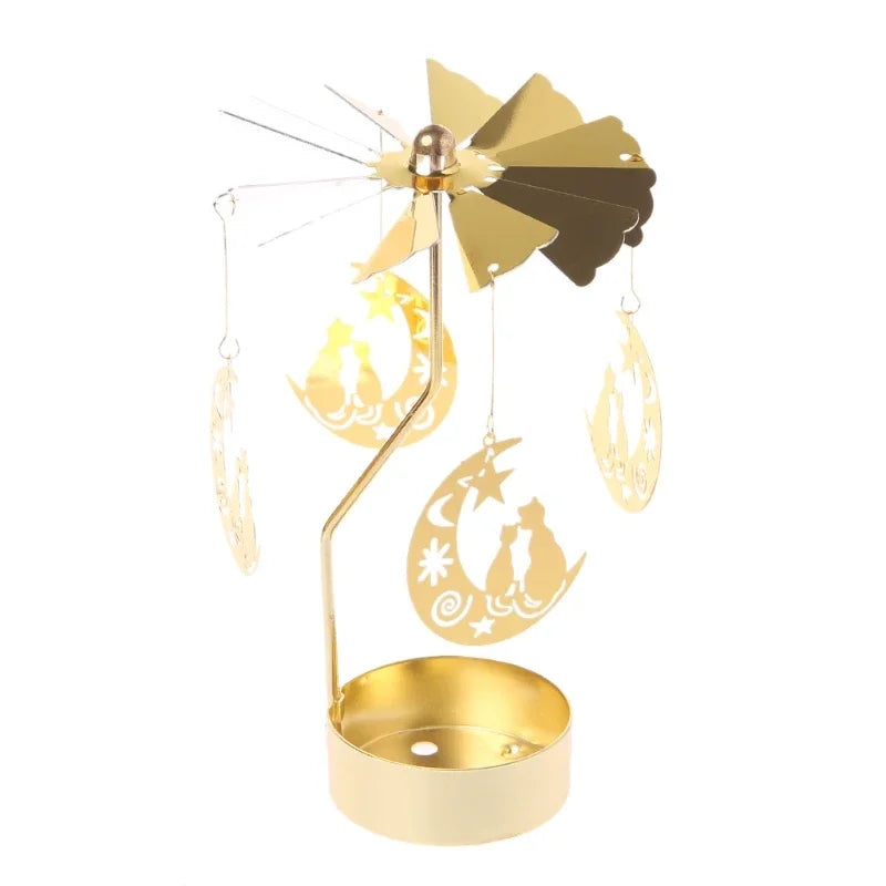 Rotating Metal Candle Holder – Spinning Christmas & Party Decoration for Table Centerpieces
