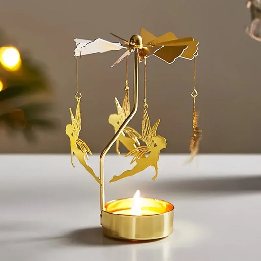 Rotating Metal Candle Holder – Spinning Christmas & Party Decoration for Table Centerpieces