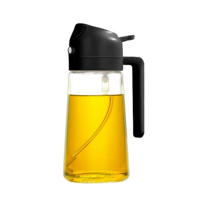 2-in-1 Oil Dispenser Bottle – 500ml Spray & Pour Plastic Container for Cooking, BBQ & Camping