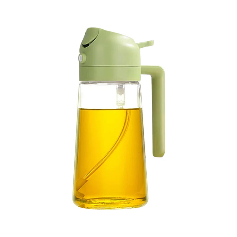 2-in-1 Oil Dispenser Bottle – 500ml Spray & Pour Plastic Container for Cooking, BBQ & Camping