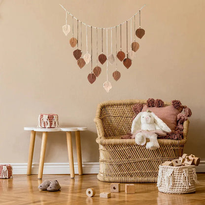 Boho Macrame Leaf Wall Hanging – Handmade Feather Tapestry for Bedroom & Living Room Decor