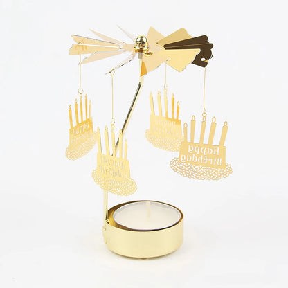 Rotating Metal Candle Holder – Spinning Christmas & Party Decoration for Table Centerpieces