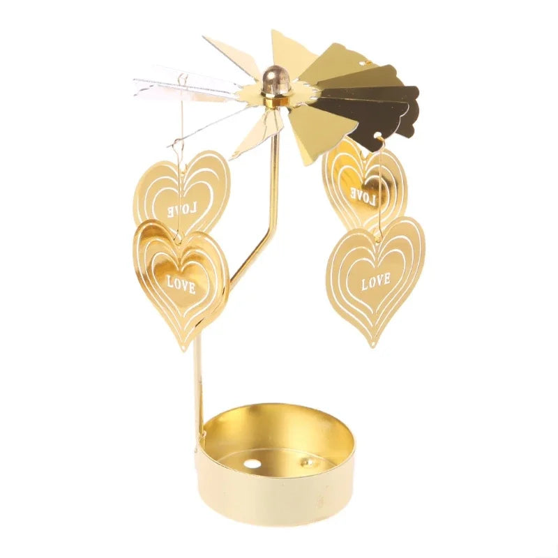 Rotating Metal Candle Holder – Spinning Christmas & Party Decoration for Table Centerpieces