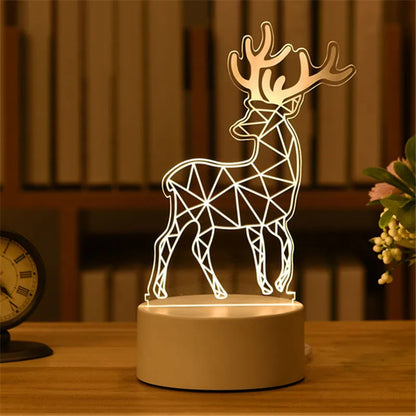 3D Acrylic LED Night Light – USB Neon Sign Lamp for Christmas, Bedroom & Gift Decor