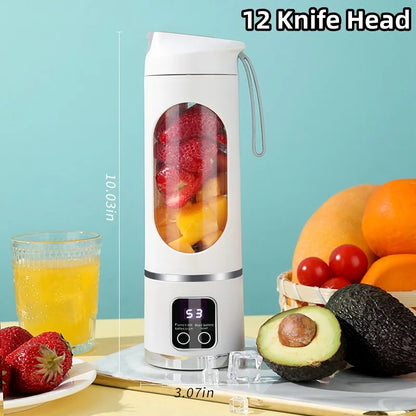 Mini Electric Portable Juicer Cup – 450ml Rechargeable Blender with Digital Display