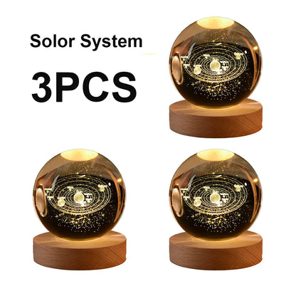 Milky Way Galaxy Crystal Ball LED Night Light – Solar System Ambient Lamp for Kids & Bedroom Decor