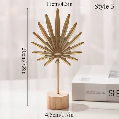 Nordic Gold Ginkgo Leaf Sculpture – Luxury Metal Decor for Living Room, Office & Desktop Display