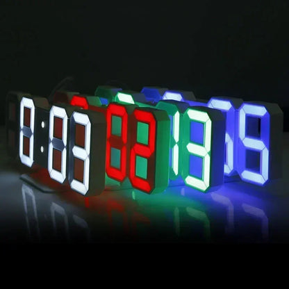 3D LED Digital Wall Clock – Time, Date & Temperature Display Alarm Clock for Home, Kitchen & Office