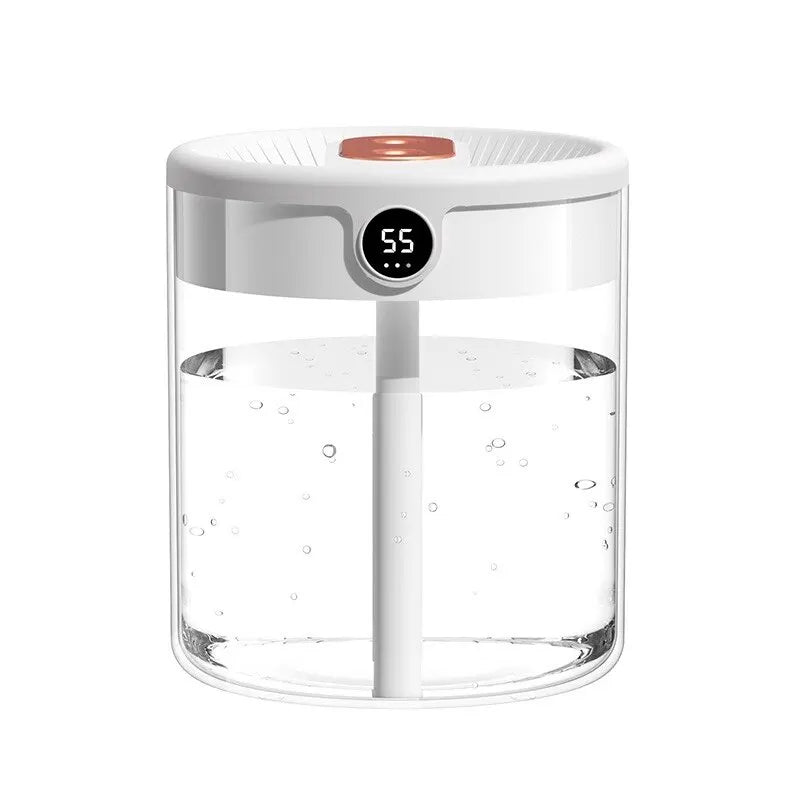 2L USB Double Spray Humidifier – Large Capacity Cool Mist with Night Light & Digital Display for Home & Office