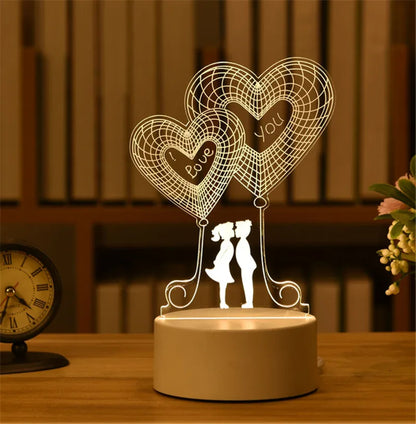3D Acrylic LED Night Light – USB Neon Sign Lamp for Christmas, Bedroom & Gift Decor