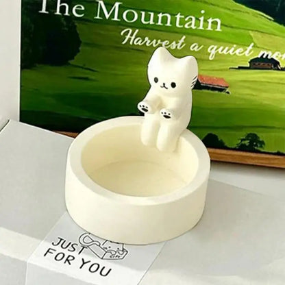 Cute Kitten Candle Holder – Aromatherapy Resin Figurine for Desktop & Home Decor
