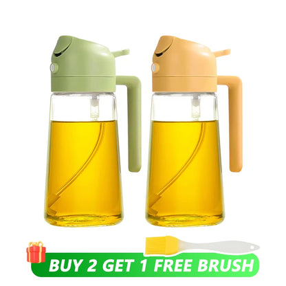 2-in-1 Oil Dispenser Bottle – 500ml Spray & Pour Plastic Container for Cooking, BBQ & Camping