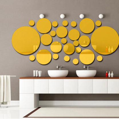 32PCS 3D Acrylic Mirror Wall Stickers – Modern DIY Decorative Decals for Living Room, Bedroom & Bathroom