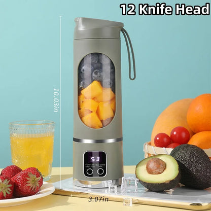 Mini Electric Portable Juicer Cup – 450ml Rechargeable Blender with Digital Display