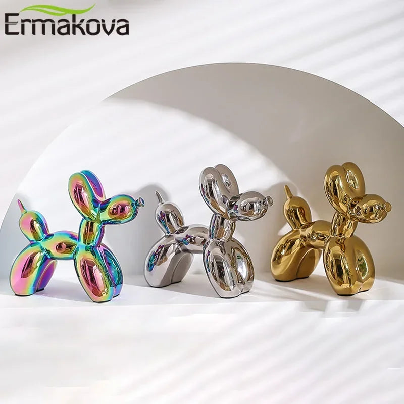 Balloon Dog Ceramic Sculpture – 11cm Abstract Figurine for Home & Office Decor