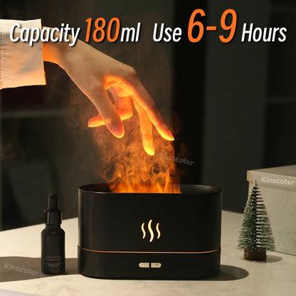 Kinscoter Ultrasonic Aroma Diffuser – Cool Mist Humidifier & LED Flame Lamp for Essential Oils