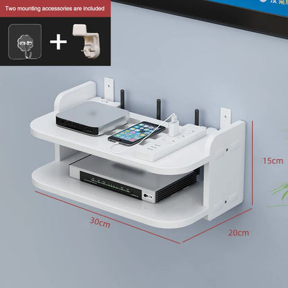 Wall-Mounted WiFi Router Shelf – Hidden Cable Organizer & Power Strip Holder for TV Boxes & Floating Storage
