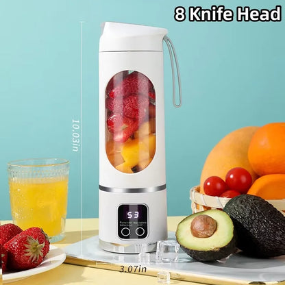 Mini Electric Portable Juicer Cup – 450ml Rechargeable Blender with Digital Display