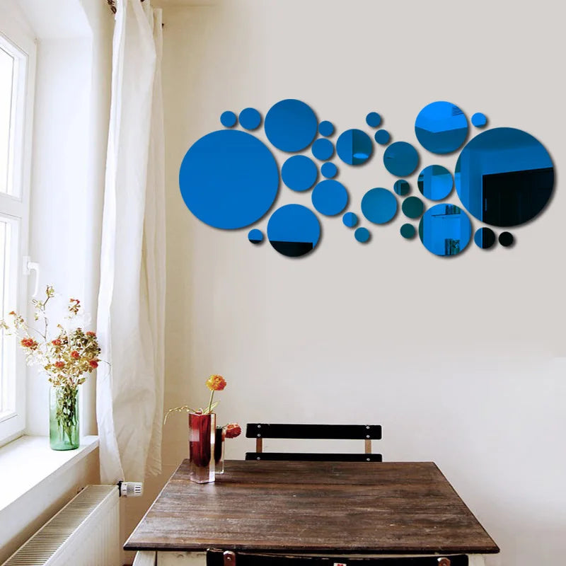 32PCS 3D Acrylic Mirror Wall Stickers – Modern DIY Decorative Decals for Living Room, Bedroom & Bathroom