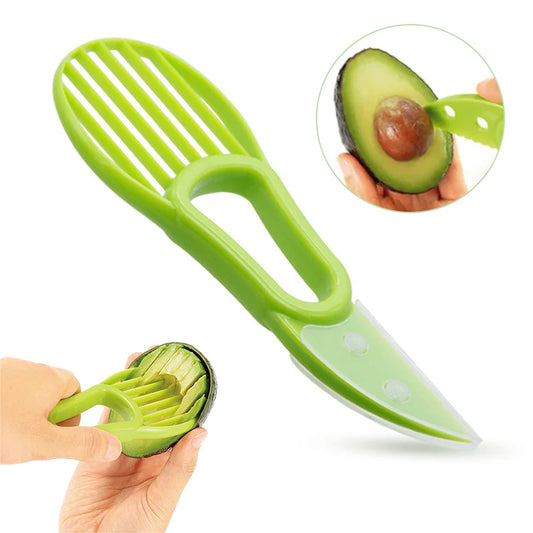 3-in-1 Avocado Slicer & Pulp Separator – Corer, Peeler & Cutter Kitchen Tool