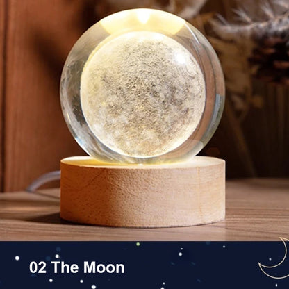 Milky Way Galaxy Crystal Ball LED Night Light – Solar System Ambient Lamp for Kids & Bedroom Decor