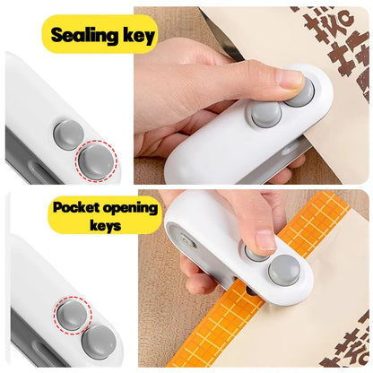 2-in-1 Mini Rechargeable Bag Sealer – Heat Sealer & Cutter with Magnetic Back for Snack Storage