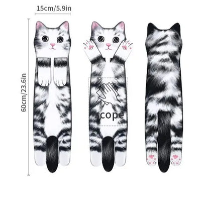 Funny Cat-Shaped Hanging Hand Towels – Soft Microfiber Quick-Dry Towels for Kitchen & Bathroom