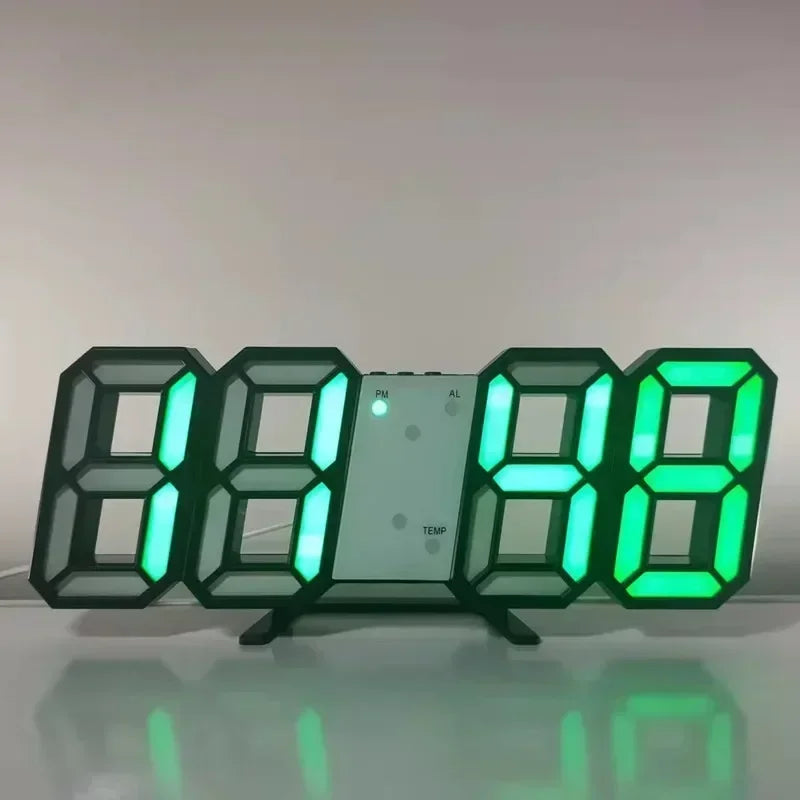 3D LED Digital Wall Clock – Time, Date & Temperature Display Alarm Clock for Home, Kitchen & Office
