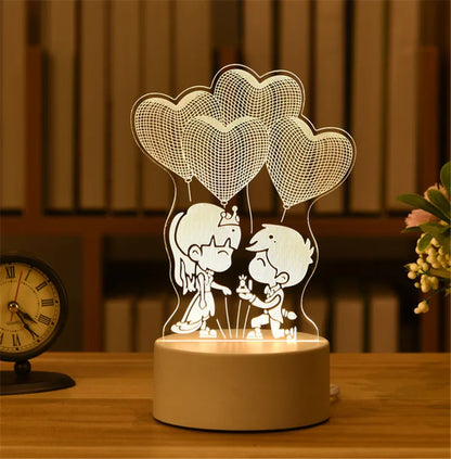 3D Acrylic LED Night Light – USB Neon Sign Lamp for Christmas, Bedroom & Gift Decor