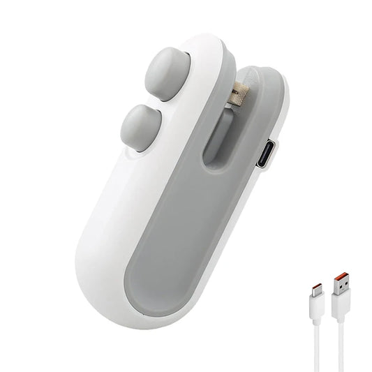 2-in-1 Mini Rechargeable Bag Sealer – Heat Sealer & Cutter with Magnetic Back for Snack Storage