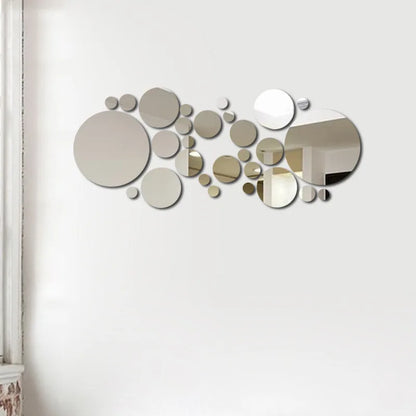32PCS 3D Acrylic Mirror Wall Stickers – Modern DIY Decorative Decals for Living Room, Bedroom & Bathroom