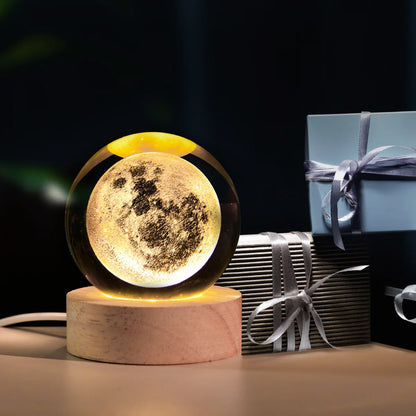 Milky Way Galaxy Crystal Ball LED Night Light – Solar System Ambient Lamp for Kids & Bedroom Decor
