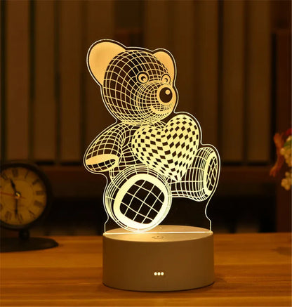 3D Acrylic LED Night Light – USB Neon Sign Lamp for Christmas, Bedroom & Gift Decor