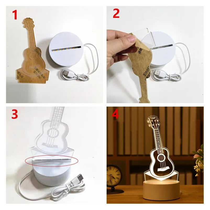 3D Acrylic LED Night Light – USB Neon Sign Lamp for Christmas, Bedroom & Gift Decor