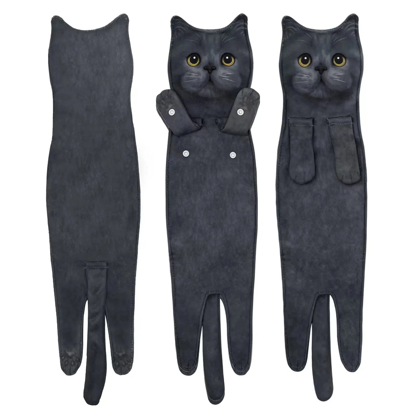 Funny Cat-Shaped Hanging Hand Towels – Soft Microfiber Quick-Dry Towels for Kitchen & Bathroom