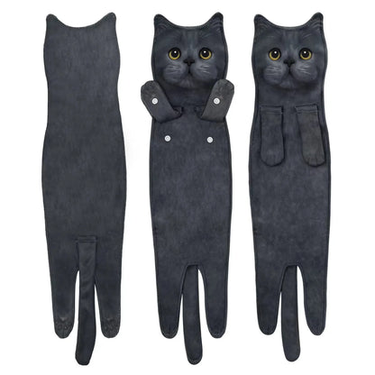 Funny Cat-Shaped Hanging Hand Towels – Soft Microfiber Quick-Dry Towels for Kitchen & Bathroom