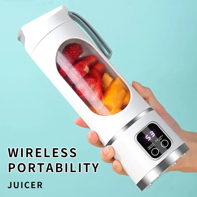 Mini Electric Portable Juicer Cup – 450ml Rechargeable Blender with Digital Display