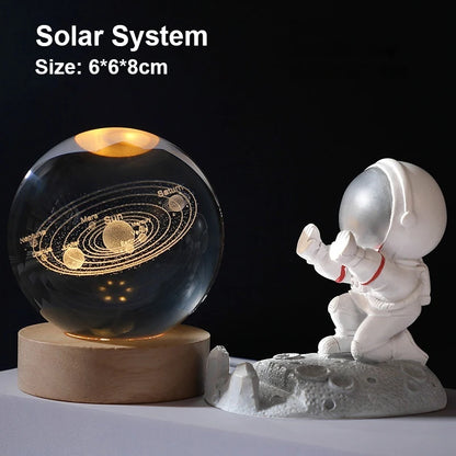 Milky Way Galaxy Crystal Ball LED Night Light – Solar System Ambient Lamp for Kids & Bedroom Decor